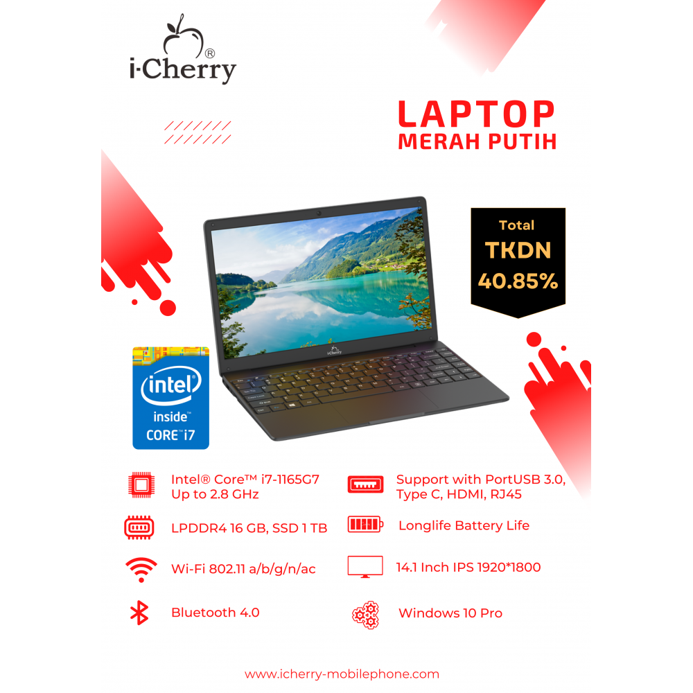 Laptop Merah Putih core i7 16GB, 1TB